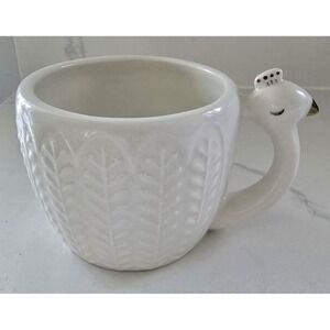 Opal House Embossed Stoneware Peacock‎ 3D Handle Coffee Tea Mug